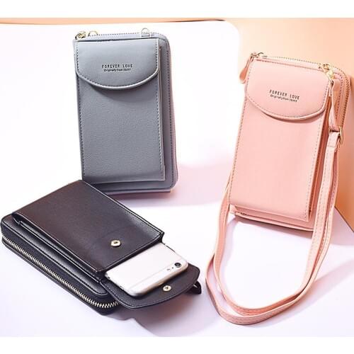 2020 Women Wallet Color Leather Shoulder Straps Phone Big Handbag Wallet Bag Shoulder Card Pockets Mobile Holders
