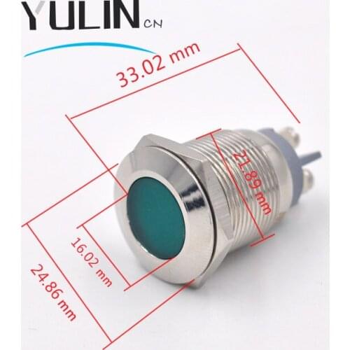 22mm Metal LED Pilot Panel Dash Signal Indicator Warning light with Screw Terminal Brass Chrome Finish Car Boat Marine