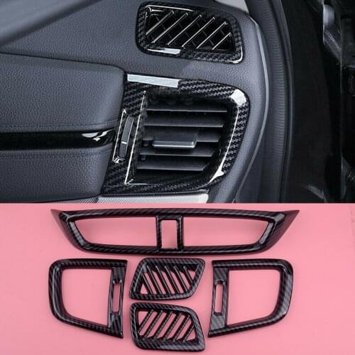 5pcs/Set ABS Carbon Fiber Style Car Interior Front Console Air Vent Cover Trim Fit for Honda CR-V CRV 2017 2018 2019 2020
