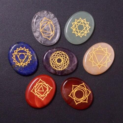 7PCS Orgone Energy 7 Chakra Reiki Healing Yoga Meditation Natural Amethysts Stone Holistic Health Pendulum For Men Women Amulet