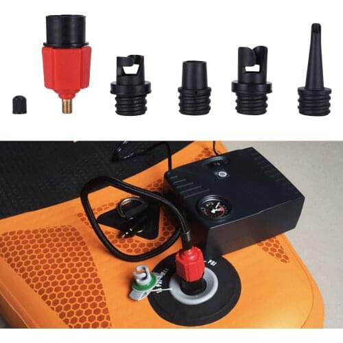 Sup Air Pump Adapter Inflatable Paddle Rubber Boat Kayak Air Valve Adaptor Tire Compressor Converter 4 Nozzle
