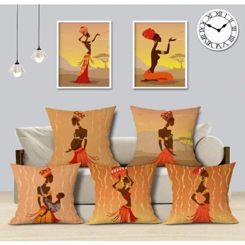 African Women Pillow Case Tribal Style Decorative Cushions Cover Sofa Home Car Living Room Decor Pillow Cover