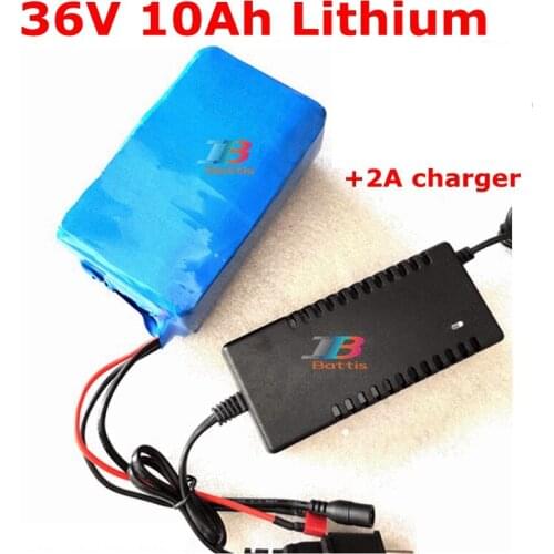 Full capacity Electric bike battery 36v 10ah lithium bateria+2A Charger for 360W 500W 720W Electric motorcycle tricycle Scooter
