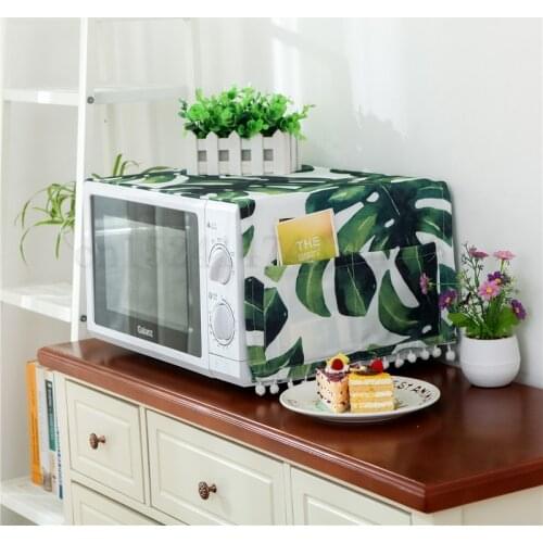 Plant Pattern Microwave Oven Cover Oil Dust Cover With Storage Bag Microwave Dust Covers Kitchen Accessories Supplies Home Decor