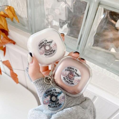 For Samsung Galaxy Buds Live/Buds Pro Case Korea Retro CD Keychain Soft Silicone Clear Earphone Case For Galaxy Buds Live Cover