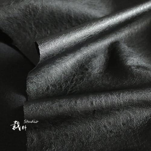 Black matt leather texture fabric High-grade leather creative background wall pu soft bag cloth fabric fabrics for patchwork