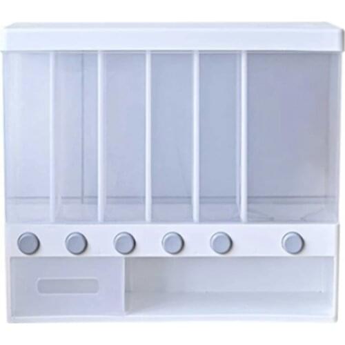 Rice Dispenser,6-Grid Dry Food Cereal Dispenser Food Dispenser Rice Storage Grain Storage Dried Fruit Food Storage Box-ABUX