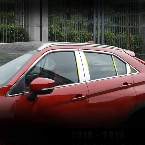 For Mitsubishi Eclipse Cross 2018 2019 Stainless steel Car Window Pillar Post Covers Sequins Trim Sticker External Accessories