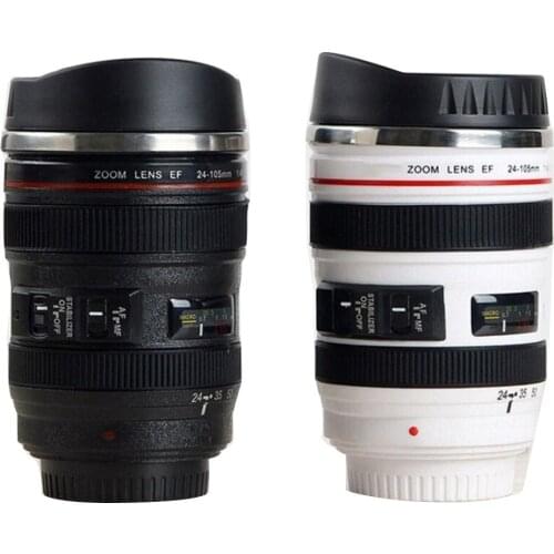 Emulation Camera Mug EF24-105MM Lens Coffee Cup 400ml Stainless Steel SLR Camera Lens Thermos Thermal Tea Mugs Creative Gift