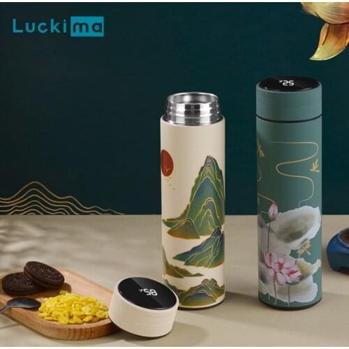 Chinese Style Smart Thermos Water Bottle 500ml Thermal Cup Stainless Steel Smart Temperature Display Vacuum Flask Insulation Cup
