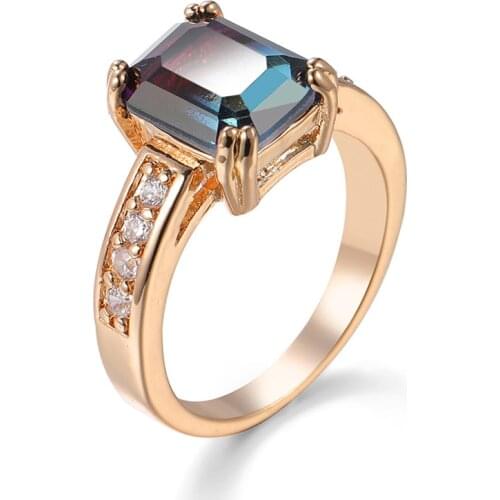 MOONROCY Silver Color CZ Rings Crystal Wedding Blue Crystal Party Ring Geometry Party Jewelry for Women Dropshipping Wholesale