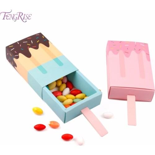Ice Cream Xmas Candy Boxes Christmas Kraft Bag Paper Popcorn Box Goodie Bags Gift Bag Kids Party Favors Candy Bag Birthday Deco