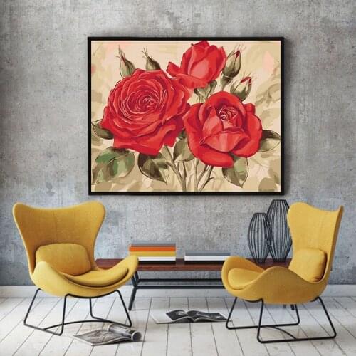 Beautiful romantic elegant rose European art painting children DIY hand painted paint by home decor art painting figures