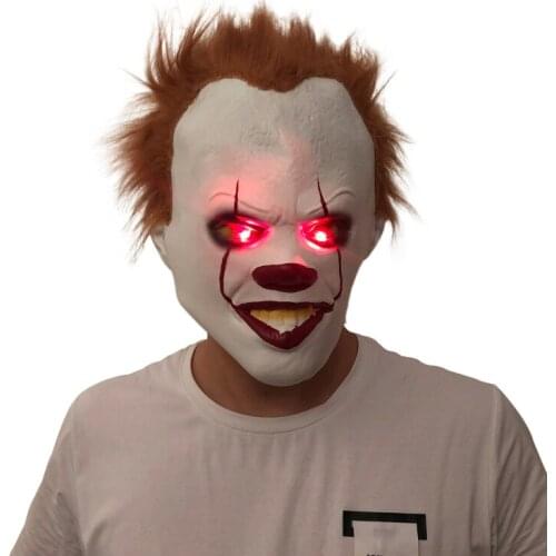 Eyes will shine Clown Latex Mask Halloween Cosplay Props costume party Horror Clown Joker Mask Stephen Kings Mask Pennywise