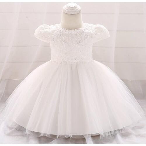 Summer Infant Baby Girls Flower Dresses Christening Gowns Newborn Babies Baptism Clothes Princess tutu Birthday White Bow Dress
