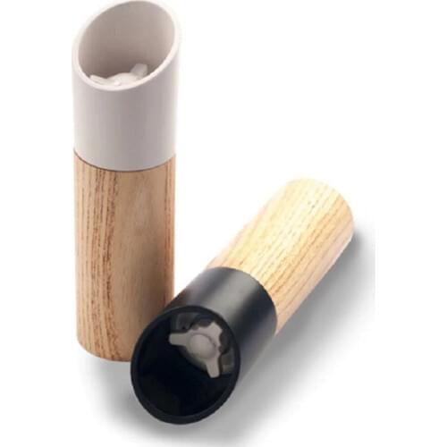 50pcs Wooden Salt and Pepper Grinder Oak Wood Pepper Mills Hand Movement Grinding Kitchen Cooking Tools SN3415