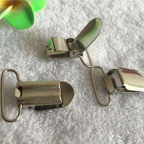 New 15mm Silver 50pcs/lot metal hook baby dummy pacifier holder clips suspender clip soother clips ribbon