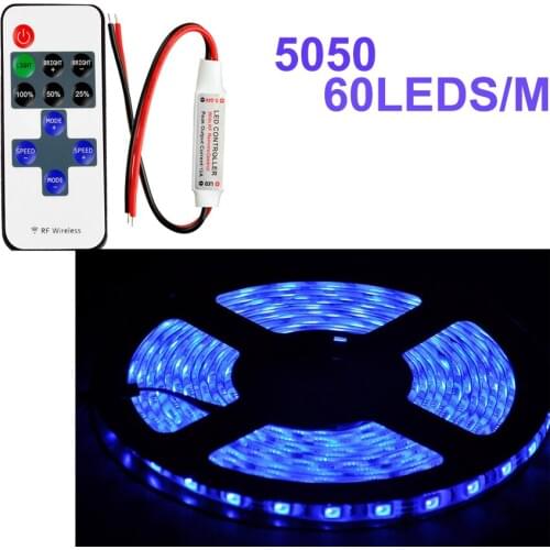 MINI 10Key RF Remote Controller & 5050 Blue 5M/lot 60LED/M WaterProof IP65 LED Strip Light