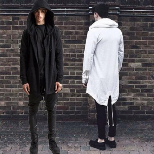 Mens Long Line Hip Hop Zipper Hoodie Sweatshirts Jacket Pullover 2019 Fashion o