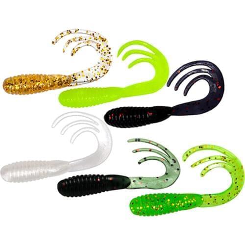 1/5pcs/lot soft bait elf tail trident fishing lures 4cm 0.7g Artificial Silicone Wobblers worm Grubs isca Pesca fishing tackle