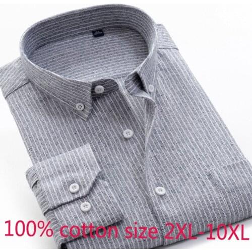 New Arrival Super Large 100%cotton Stripe Long Sleeve Loose Casual Oxford Striped Fashion High Quality Plus Size XXL-8XL9XL10XL