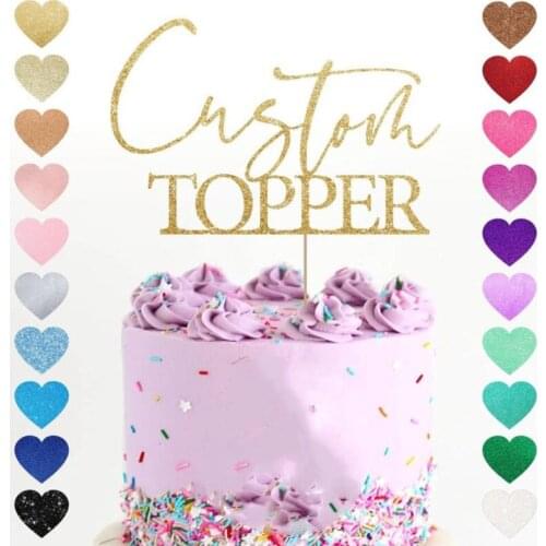 Customised glitter cake topper script cake topper, personalised, wedding cake topper, birthday, cake swirly Wedding party