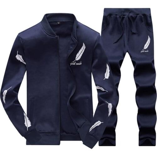 Autumn men thin fleece sportswear tracksuit coat jacket male running jogging fitness gym casual set sport suit sweatshirt+pant