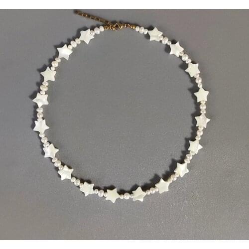 Five-pointed star shell beads choker necklace natural freshwater pearl high quality charm Jewelry Gifts for girl