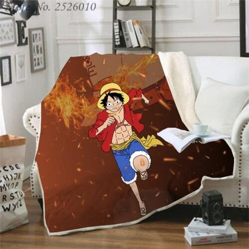 Throw blanket Anime One Piece 3D Velvet Plush Blanket Bedspread For Kids Girls Sherpa Blanket Couch Quilt Cover Travel 03
