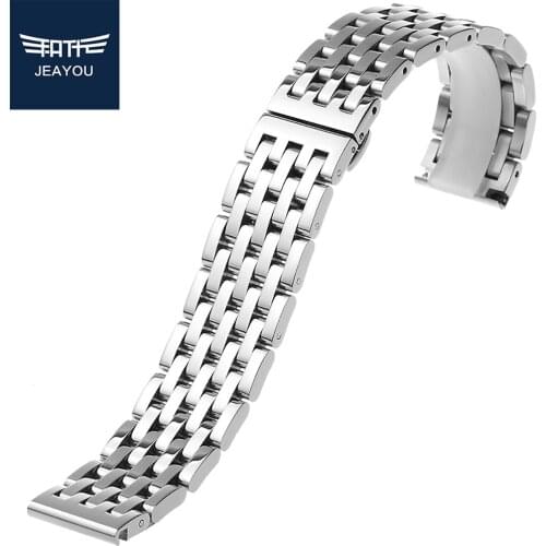 JEAYOU High Quality Stainless Steel Watch Strap Bracelet 20mm 21mm 22mm Watch Band For Tissot With Deployment Button For Men