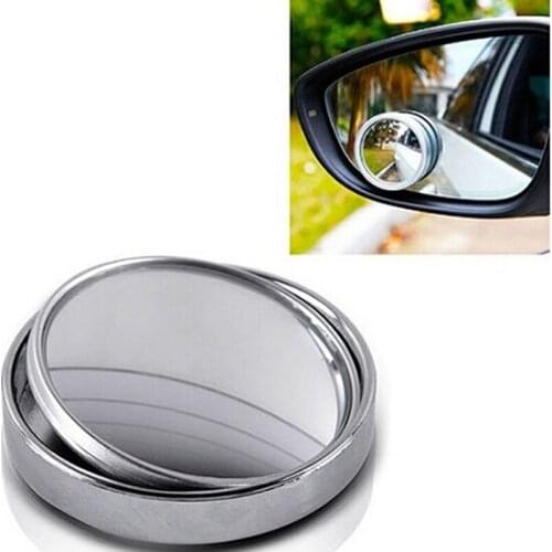 Silver 360 Degree Wide Angle Car Auto Blind Spot Round Stick-On Side View Rearview Mirror