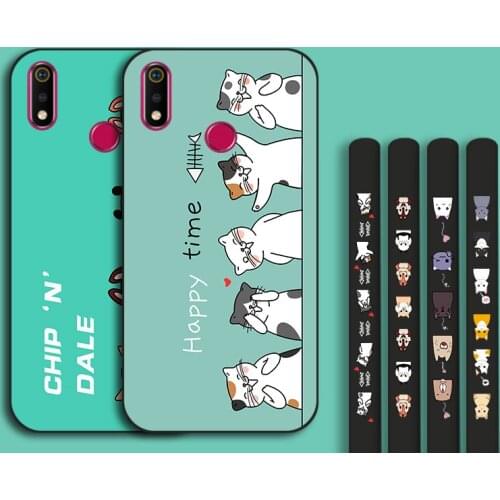 Cute Cartoon Side Phone Case For OPPO Realme 1 X Q 2 XT V5 3 X2 X7 X50 6 8 Pro Soft Silicone Back Cover For OPPO A1K K3 K5