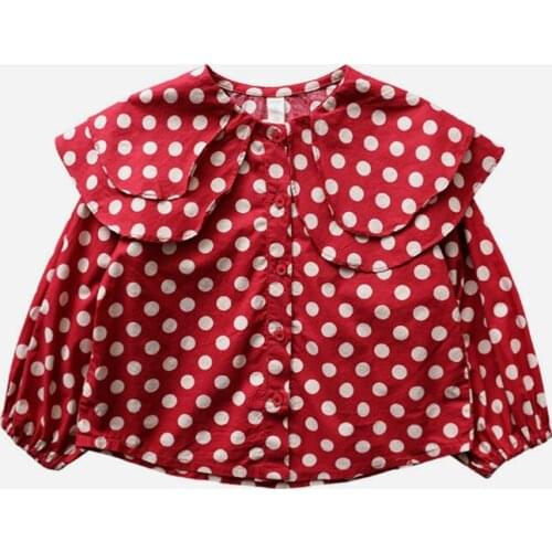 2019 hot sale Kids girls spring blouses clothing children new fashion polka dots cotton blouse for girls 3-8 years