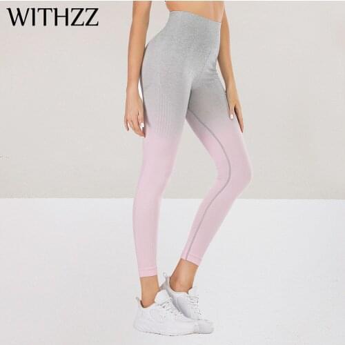 WITHZZ Breathable Quick-drying Gradient Macarons Leggings Women Leggins Legins Jeggings Tayt Athleisure Sportleggings Pants