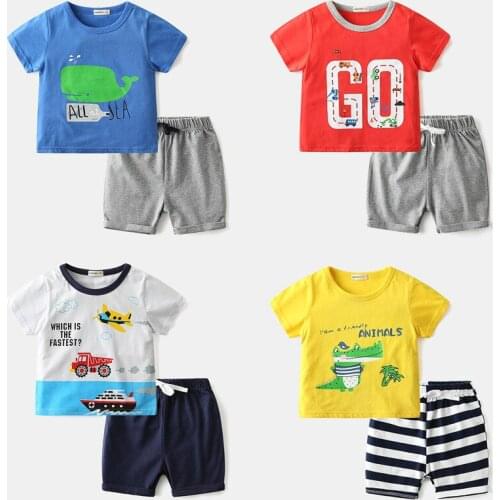 Yocute Kids Clothes Childrens Short Sleeve Suit 2021 Summer Toddler Boys Wear Boys Cotton Suit Baby Top Shorts Two Piece Set
