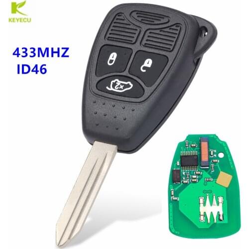 KEYECU Replacement Remote Key Fob 3 Button 433MHz ID46 Chip for Chrysler C300 PT Cruiser Sebring for Jeep Commander Liberty