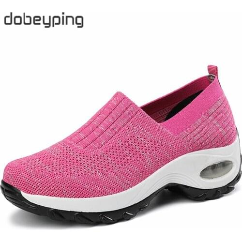 New Autumn Wedges Womens Shoes Air Mesh Woman Sneakers Flat Platforms Female Shoe Slip On Height Increasing Women Swing Shoes