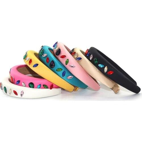 Women Thick Velvet Hair Hoop Crystal Rhinestones Hair Accessories Sponge Hairband For Female Girls Ladies Bohemia Headband XL011