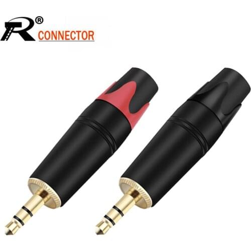 10pcs/lot 3 Poles Stereo 3.5mm Male Plug Soldering Wire Connector Aluminum Tube 1/4 Inch Stereo Headphone Jack 5Pairs Red+Black