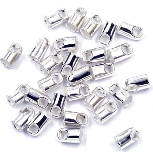 200Pcs End Tip Bead Caps Alloy Silver Plated For Necklaces Jewelry DIY Findings 7x4mm