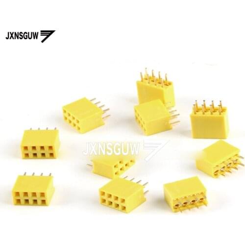 20pcs 2*4PIN Double row female seat 2.54MM spacing 2*4P Single row seat Straight needle base yellow