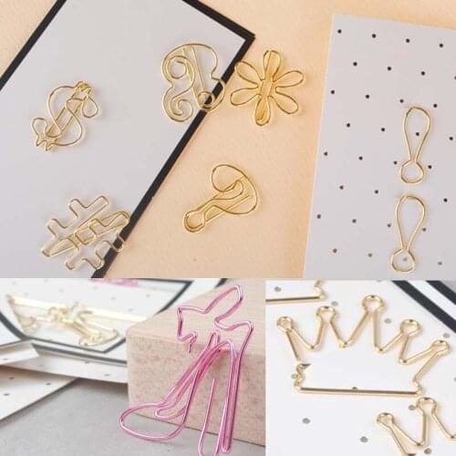4Pcs Creative Kawaii Rose Gold Paper Clips Bookmark Metal Binder Paper Clip Bookmark Office Statioinery School Office Supply