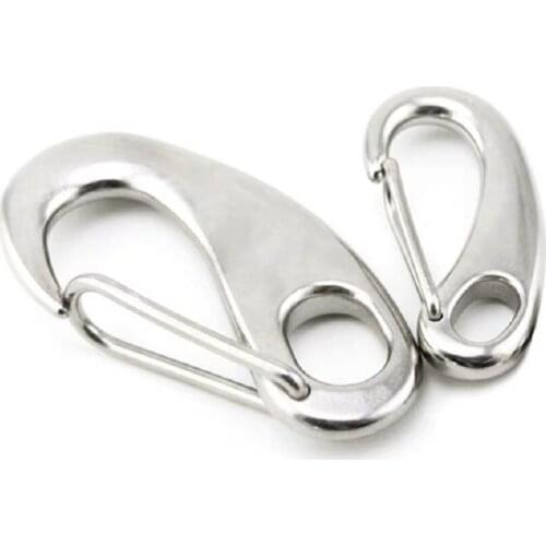5PCS Boat Marine Stainless Steel Egg Shape Spring Snap Hook clips Quick Link Carabiner Buckle eye shackle Lobster Claw outdoor