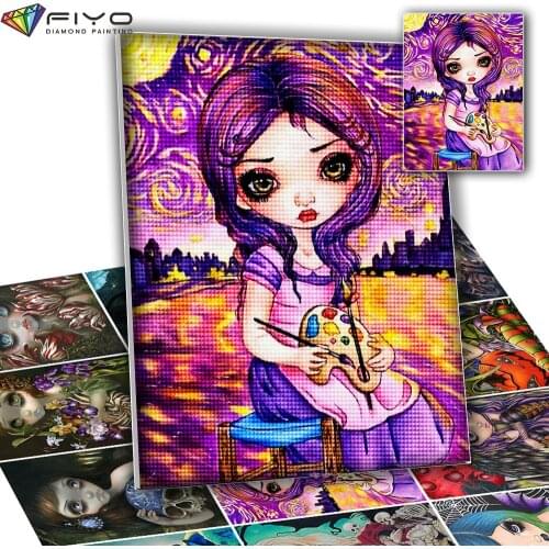 5D Diy Diamond Painting Cartoon Girl Portrait Full Square/Round Diamond Embroidery Mosaic Kit HD Quality Handmade cuadros