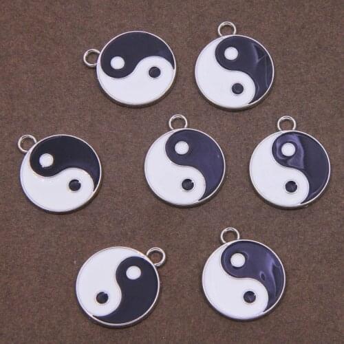 6 pieces / set of fantastic best friends round yin and yang necklace Tai Chi gossip pendant couple DIY necklace accessories