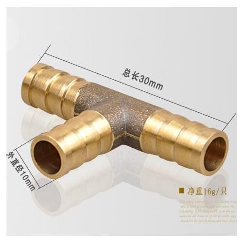 6pcs Full Copper gas G1/2" pipe gas water heater pipe fittings pagoda T type Tube Connectors Tee