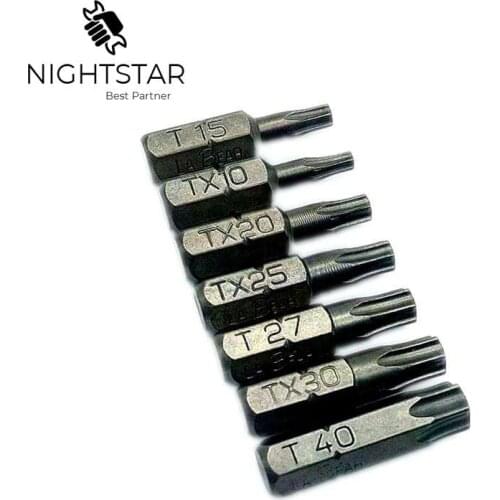 7Pcs Set Star Bit Screwdriver Drill Bits Screw Driver Magnetic T10 15 20 25 27 30 40mm Torx Screwdriver Head