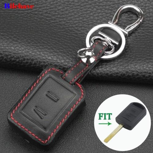 Bilchave 2 Buttons Hand-stitched leather Remote Car Case Cover Fob For Opel Corsa Combo Meriva Remote Styling Holder