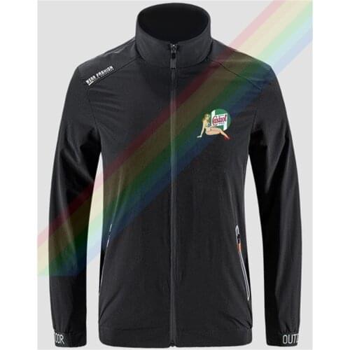 Castrol Sexy Woman Thumbs Up Breathable Jacket Mens Outdoor Zippered Comfortable Light Soft Fashion Casual Front Printing