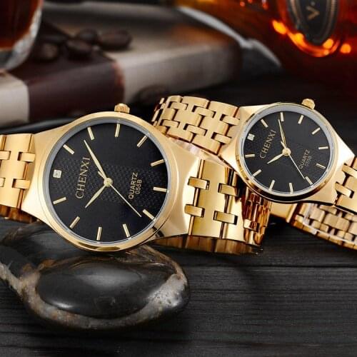 CHENXI Gold Watch Men Women Watches Top Brand Luxury Famous Wristwatch Male Clock Golden Quartz Wrist Watch Relogio Masculino